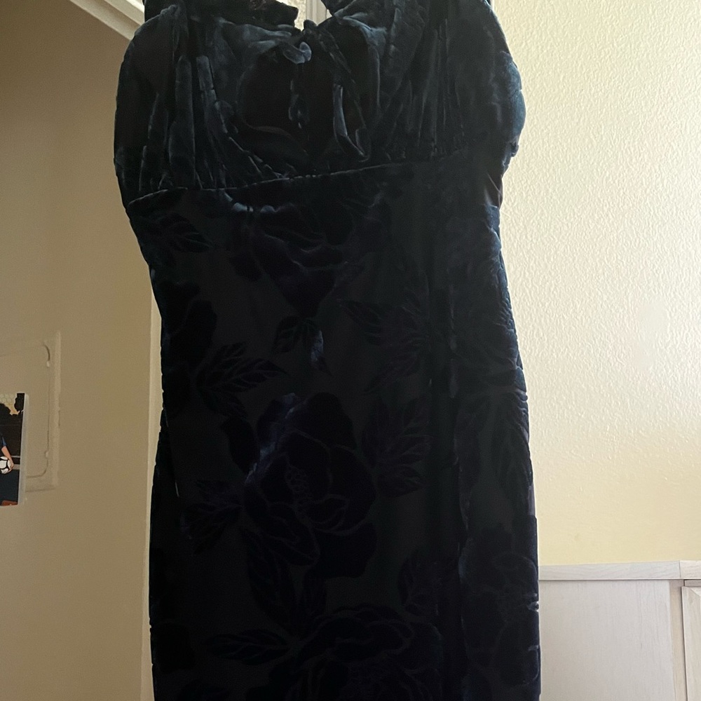 Mini Black & Dark Green Floral Dress